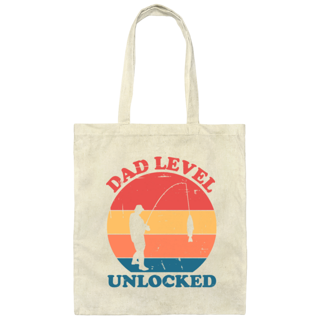 Dad Level Unlocked Vintage Man Fishing Canvas Tote Bag