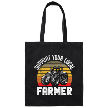 Farming Love Gift, Support Your Local Farmer, Best Farmer Lover, Retro Farm Gift Canvas Tote Bag