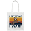 Retro Raccoon I Eat What I Want, Funny Raccoon Canvas Tote Bag