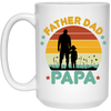 Retro Papa, Father's Day Gift, Daddy And Daughter Silhouette White Mug