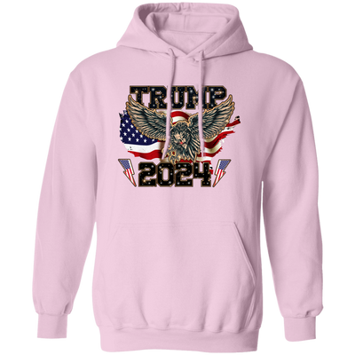 Stay warm and stylish with this official Trump 2024, Eagle American, PTSD American, and American Flag Pullover Hoodie. This soft and comfortable hoodie features printed logos and flag designs to show off your patriotic spirit. Perfect for showing your support for America or just adding a stylish piece to your wardrobe.