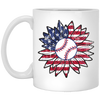 American Baseball, Sunflower Baseball, Leopard Sunflower-3 White Mug