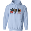 Peace Love American, Sunflower American, Leopard Pattern Pullover Hoodie