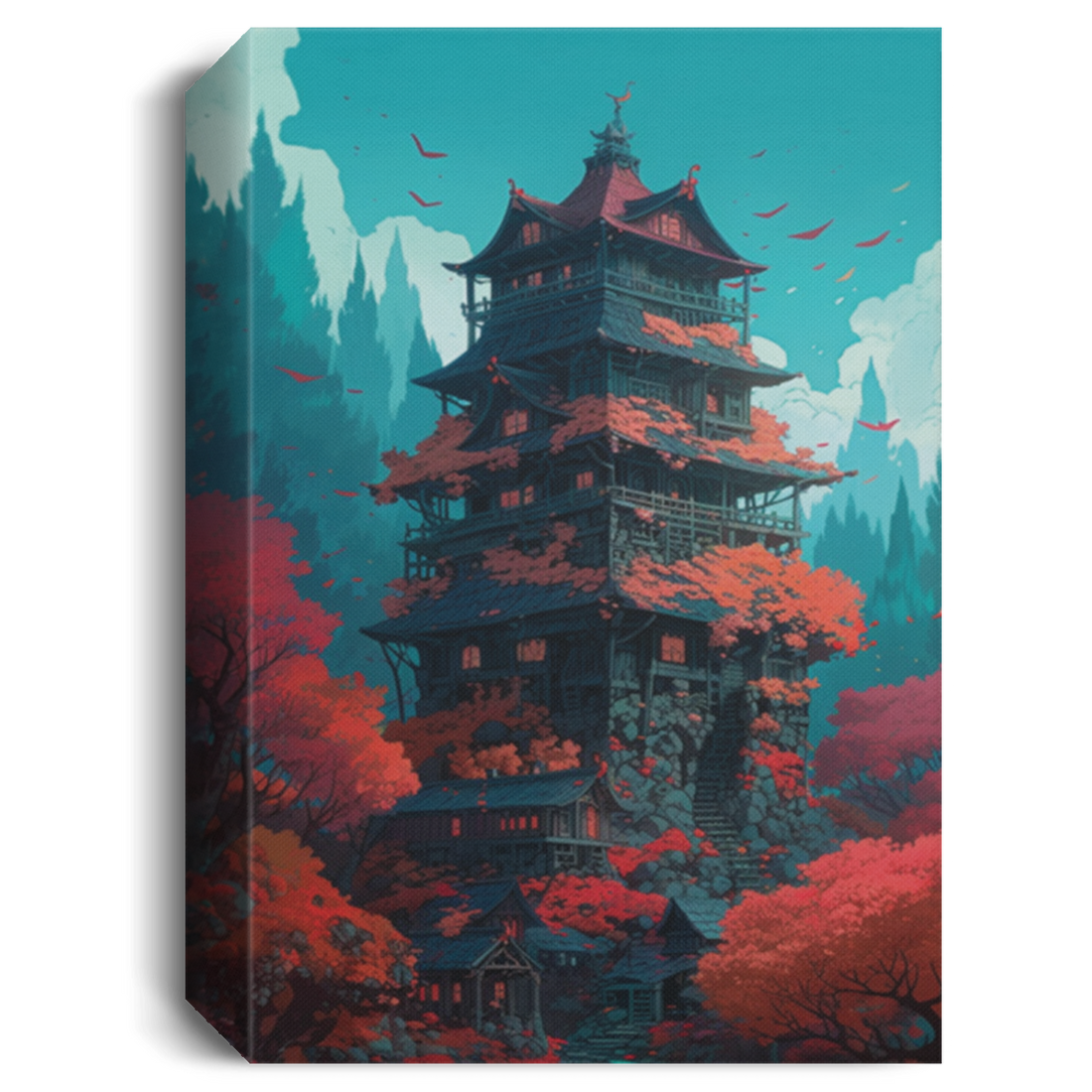 Magical Forest, Like In Anime, Secluded Hamlet, Lovely Abstract, High Building Canvas