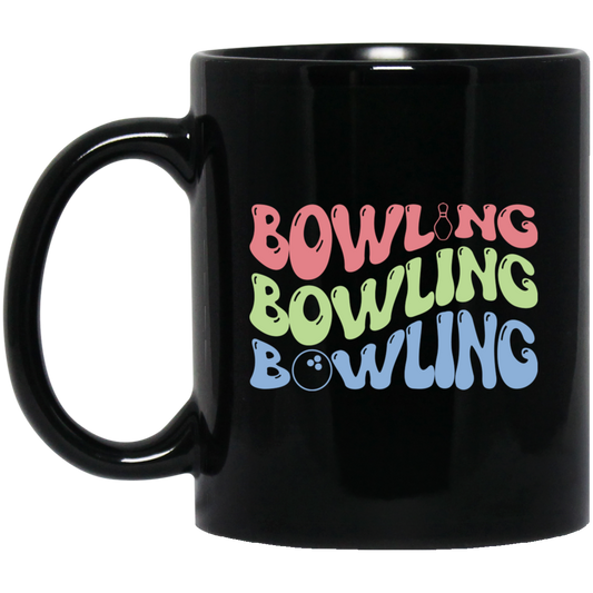 Bowling Player, Groovy Bowling, Love Bowling Black Mug