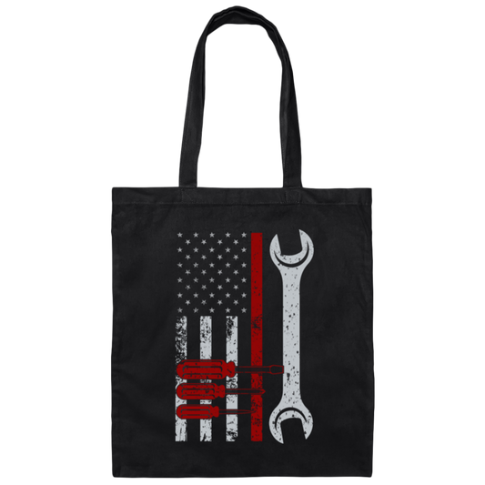American Tool Gift, Patriotic Mechanic Gifts, Love Patriotics, American Lover Canvas Tote Bag