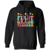 First Grade Teacher, Teacher, Groovy Style, Flower, Nursery Design Pullover Hoodie