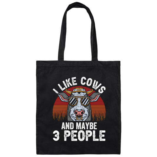 Love Cow, I Like Cow And Maybe 3 People, Just Cow, Retro Cow, Best Cow Ever Canvas Tote Bag