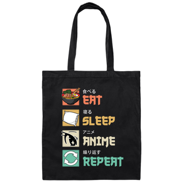 Retro Eat Sleep Anime Repeat Japanese Manga Vintage Canvas Tote Bag