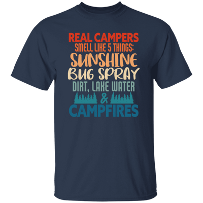 Campers Gift, Real Campers, Smell Like 5 Things, Retro Camping Quote Unisex T-Shirt