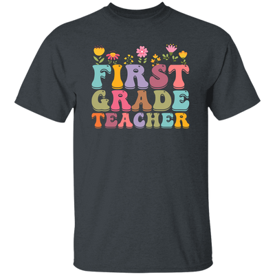 First Grade Teacher, Teacher, Groovy Style, Flower, Nursery Design Unisex T-Shirt