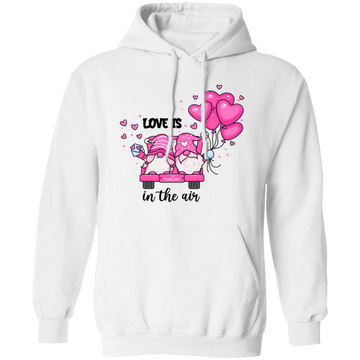 Love Is In The Air, Lovely Gnome, Couple Gnome, Pink Balloons, Valentine's Day, Trendy Valentine Pullover Hoodie