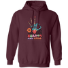 Horror And Chill, Skeleton Hand, Okay Sign, Groovy Skeleton Pullover Hoodie