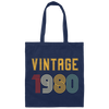 Vintage 1980 Birthday, Retro 1980 Birthday Gift, Born In 1980 Canvas Tote Bag