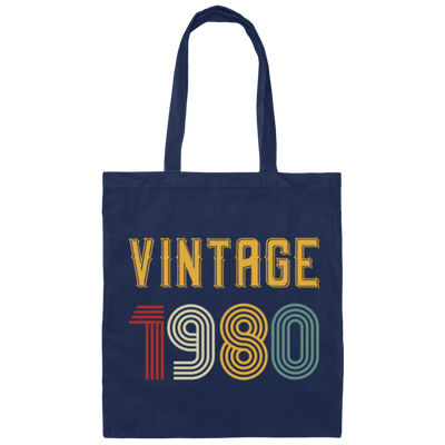 Vintage 1980 Birthday, Retro 1980 Birthday Gift, Born In 1980 Canvas Tote Bag