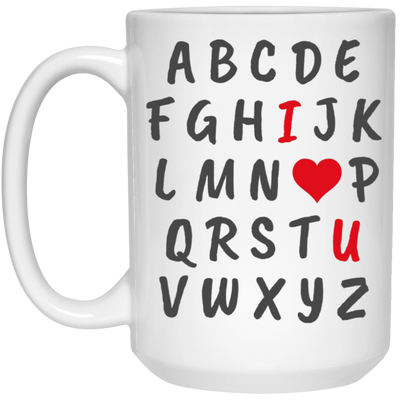 I Love You Alphabet, Valentine Alphabet, Love Valentine White Mug