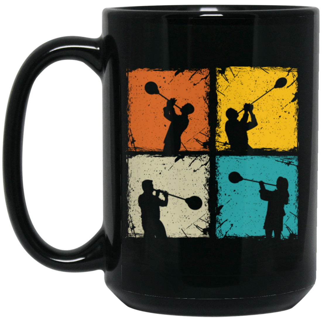 Retro Blowing Job, Glass Blowing, Squares Glassworking, Vintage Style Black Mug