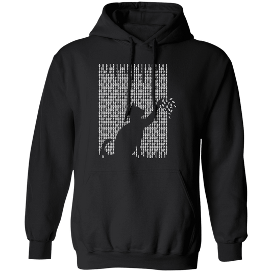 Cat Is Playing With The Binarycode, Kawaii Cat, Love Cat, Love Binarycode Pullover Hoodie