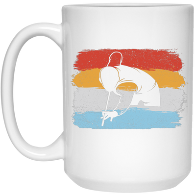 Billiard Player, Billiard Lover, Retro Billiard, Billiard Silhouette White Mug