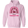 Happy Valentine's Day, Pink Rainbow, Leopard Valentine, Valentine's Day, Trendy Valentine Pullover Hoodie