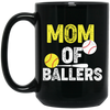 Mom Of Ballers, Baseball Sport, Retro Baseball Player Black Mug