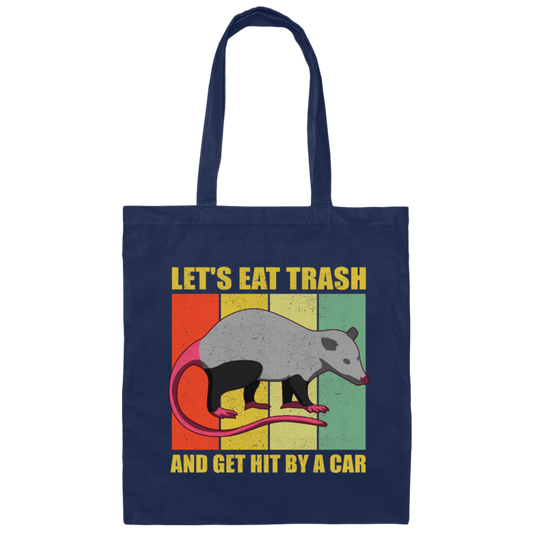 Retro Opossum Let's Eat Trash Canvas Tote Bag