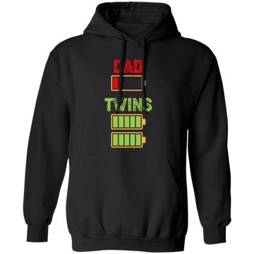 Dad Of Twins, Father's Day Gift, Dad Out Of Battery Pullover Hoodie