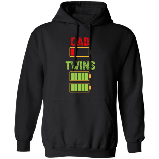 Dad Of Twins, Father's Day Gift, Dad Out Of Battery Pullover Hoodie