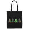 Xmas Tree, Set Of Christmas Trees, Four Xmas Trees, Merry Christmas, Trendy Chrismas Canvas Tote Bag