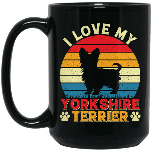 I Love My Yorkshire Terrier, Retro Yorkshire, Yorkshire Silhouette Black Mug