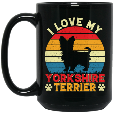 I Love My Yorkshire Terrier, Retro Yorkshire, Yorkshire Silhouette Black Mug