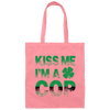 Funny Police American Flag Cop St Patricks Day Canvas Tote Bag