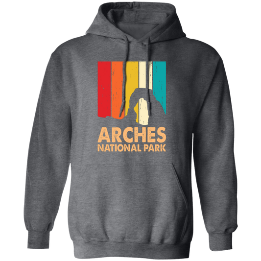 Arches National Park, Retro Arches, Arches Silhouette Pullover Hoodie