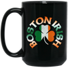 Boston Irish, Shamrock Flag, Patricks Day, Boston Love Gift Black Mug