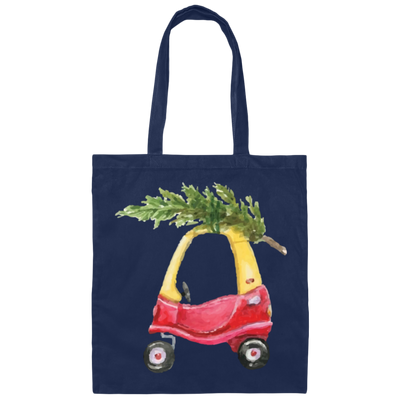 Baby Car Watercolor, Car Bring Xmas Tree, Cute Xmas Car, Merry Christmas, Trendy Chrismas Canvas Tote Bag