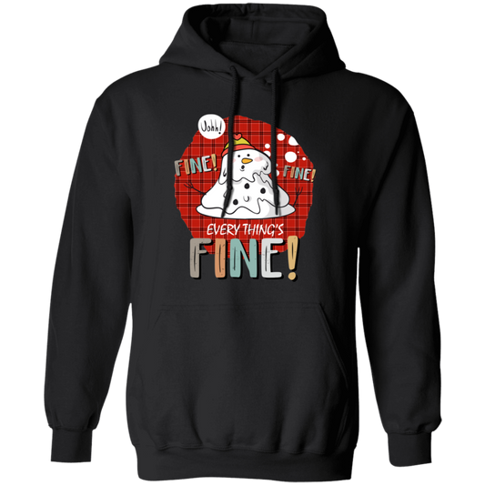 It's Fine, Everythings Fine, Melting Snowman, Plaid Xmas, Merry Christmas, Trendy Christmas Pullover Hoodie