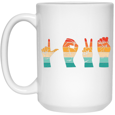 Love Sign, Retro Love Sign, Hand Sign, Love Hand Sign White Mug