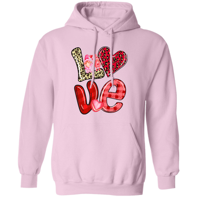 Love Gnome, My Love, Valentine Pattern, Leopard Love, Valentine's Day, Trendy Valentine Pullover Hoodie