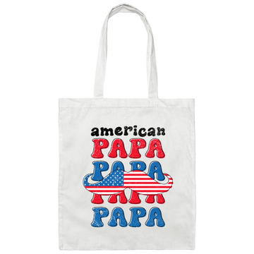 American Papa, Papa, Father's Day, Beard American Dad Canvas Tote Bag