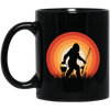 Big Foot Silhouette, Retro Big Foot, Big Foot Fishing Black Mug