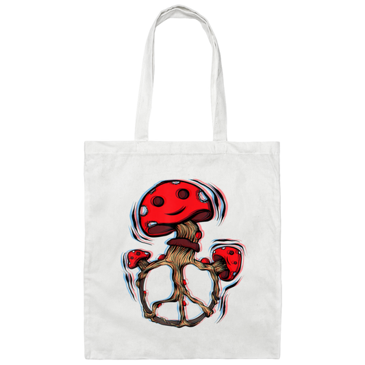 Peace Sign, Trippy Magic Mushrooms, Hippie Lover Canvas Tote Bag