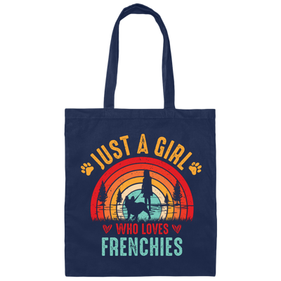 Just A Girl Who Loves Frenchies, Retro French Bulldog Canvas Tote Bag