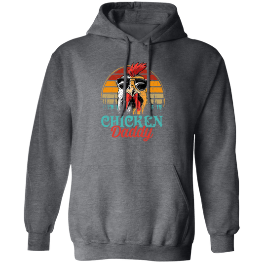 Chicken Daddy Gift, Love Retro Chicken, Father's Day Gift Pullover Hoodie