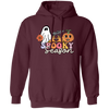 Spooky Season, Groovy Halloween, Boo And Bat Pullover Hoodie