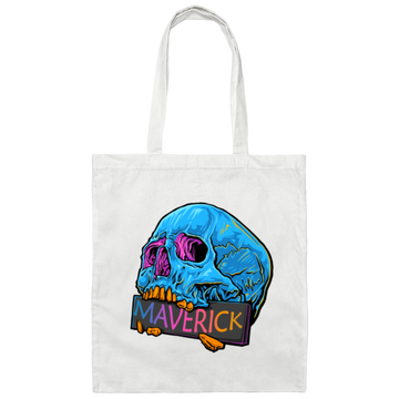 Cool Skull Maverrick, Colorful Maverick Design, Fashion Skull Gift Canvas Tote Bag