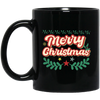 Merry Christmas, Xmas Pattern, 3D Text Christmas, Merry Christmas, Trendy Christmas Black Mug