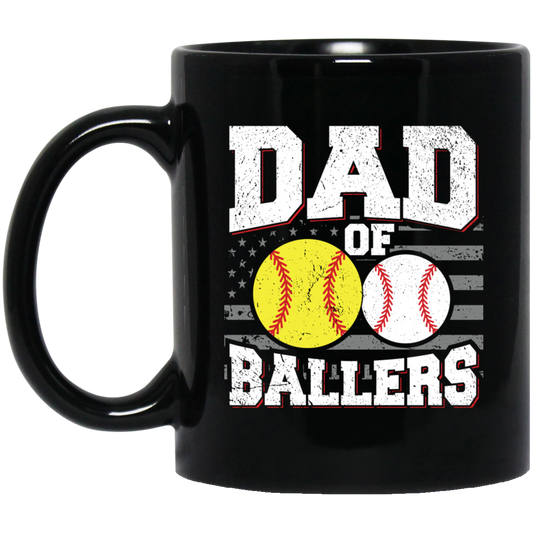 Baseball Sport, Dad Of Ballers, Retro Baseball Player Black Mug