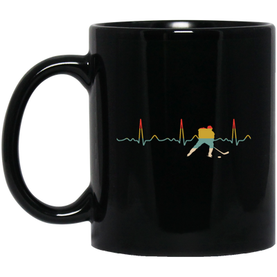 Ice Hockey Heartbeat, Ice Hockey Gift, Love Ice Hockey, Hockey Sport Lover Black Mug