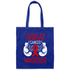 Colon Cancer Gift, Warrior Awareness, Ribbon And Gloves, Throat Cancer Canvas Tote Bag
