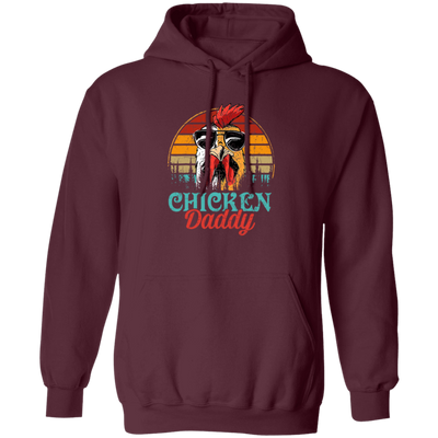 Chicken Daddy Gift, Love Retro Chicken, Father's Day Gift Pullover Hoodie